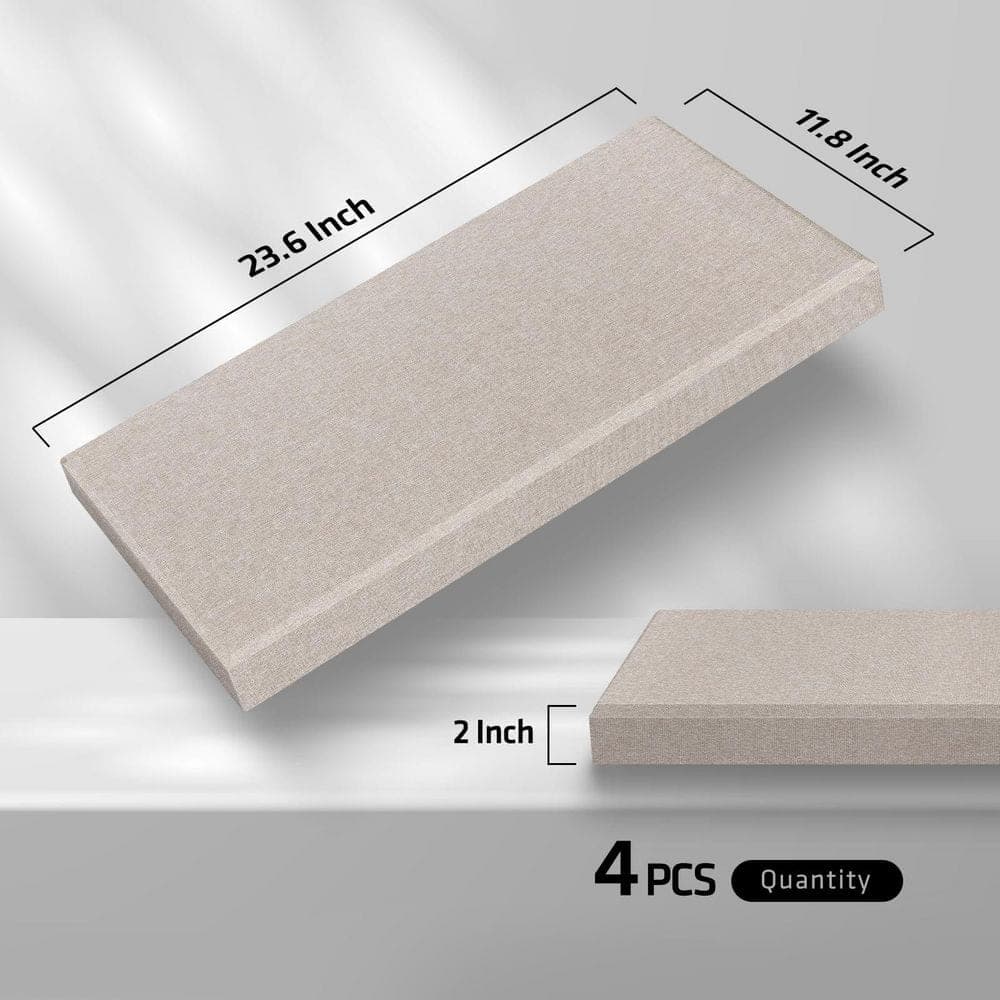 Laybus 4 Pcs23.6in.x11.8 in.x2in. Th Acoustic Panels, Fiberglass Sound Proof Wall Panels Self-Adhesive Sound Panels Light Camel (2)