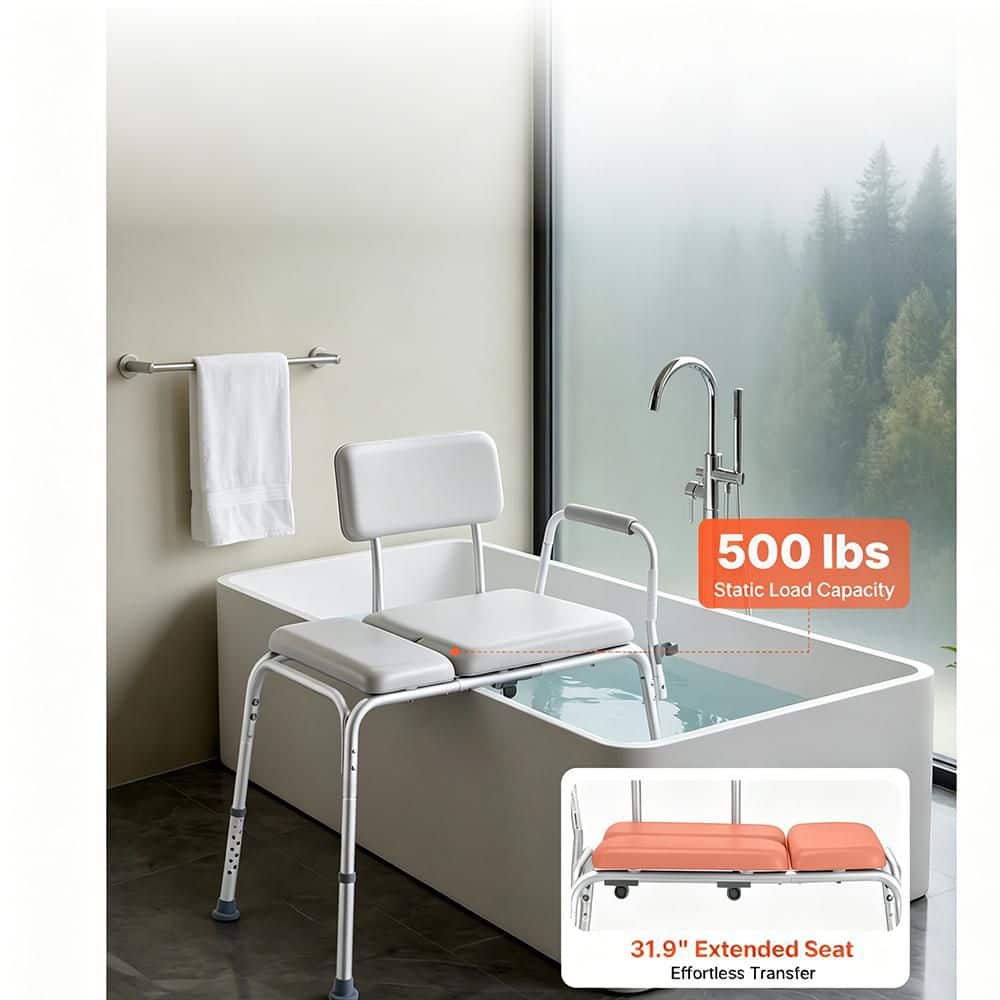 Tahanbath 19.7 in. W Free-standing 500 lbs. Tub Transfer Walk In Shower Seat with Armrest and Backrest in Gray (2)