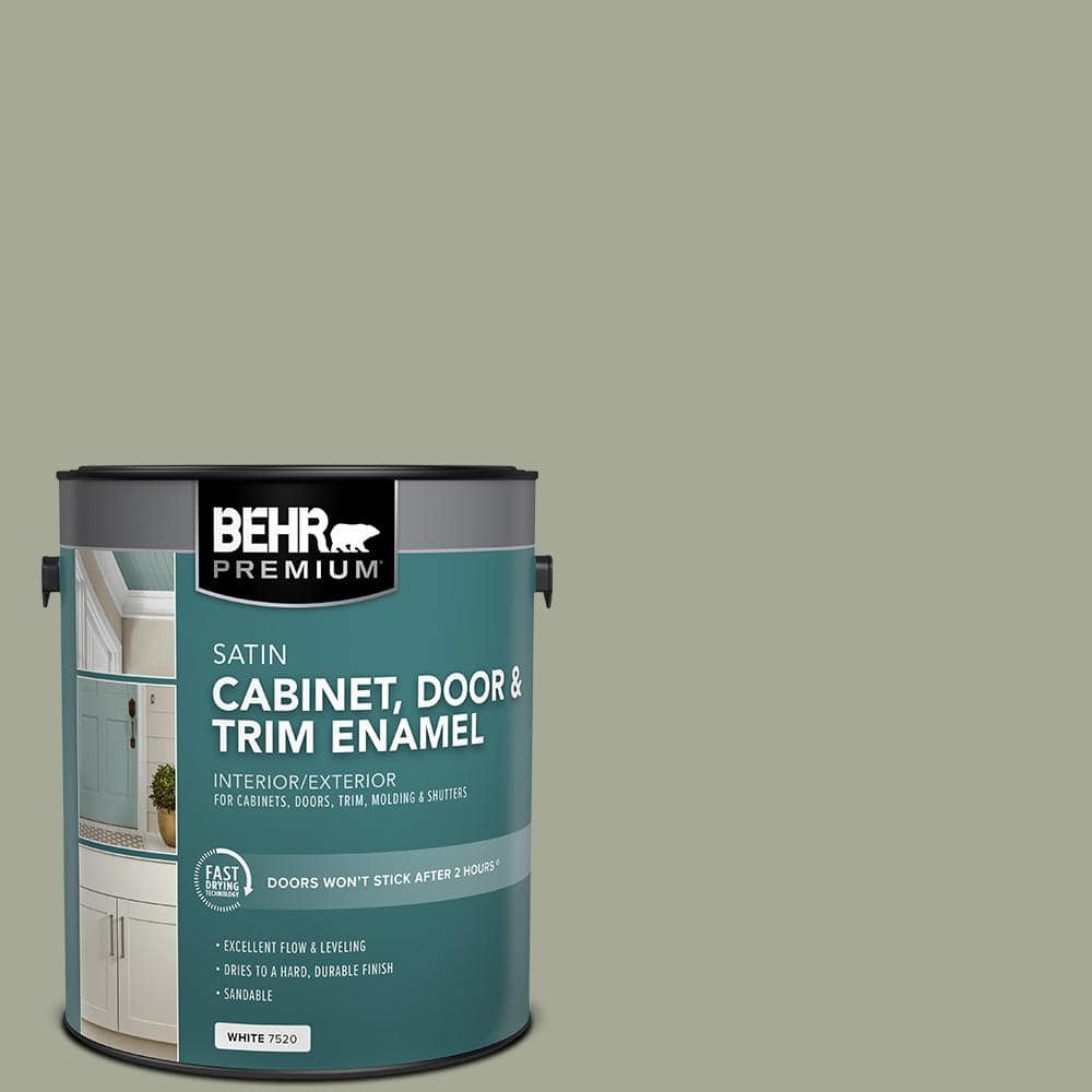 BEHR PREMIUM 1 gal. #PPU10-16 Simply Sage Satin Enamel Interior/Exterior Cabinet, Door & Trim Paint (1)