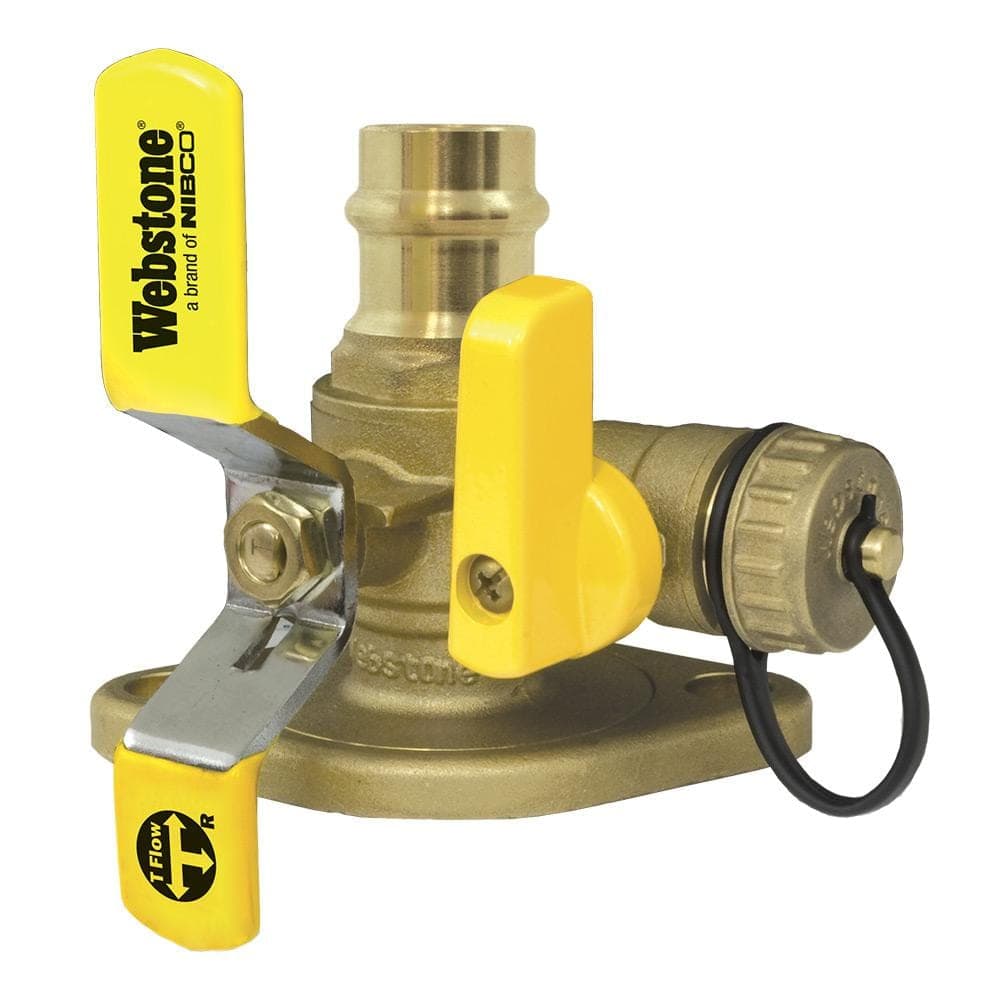 Webstone, a brand of NIBCO 1 in. x 1 in. Forged Brass Press x Rotating Flange High Velocity Ball Valve with Multi-Function Hi-Flow Hose Drain (1)