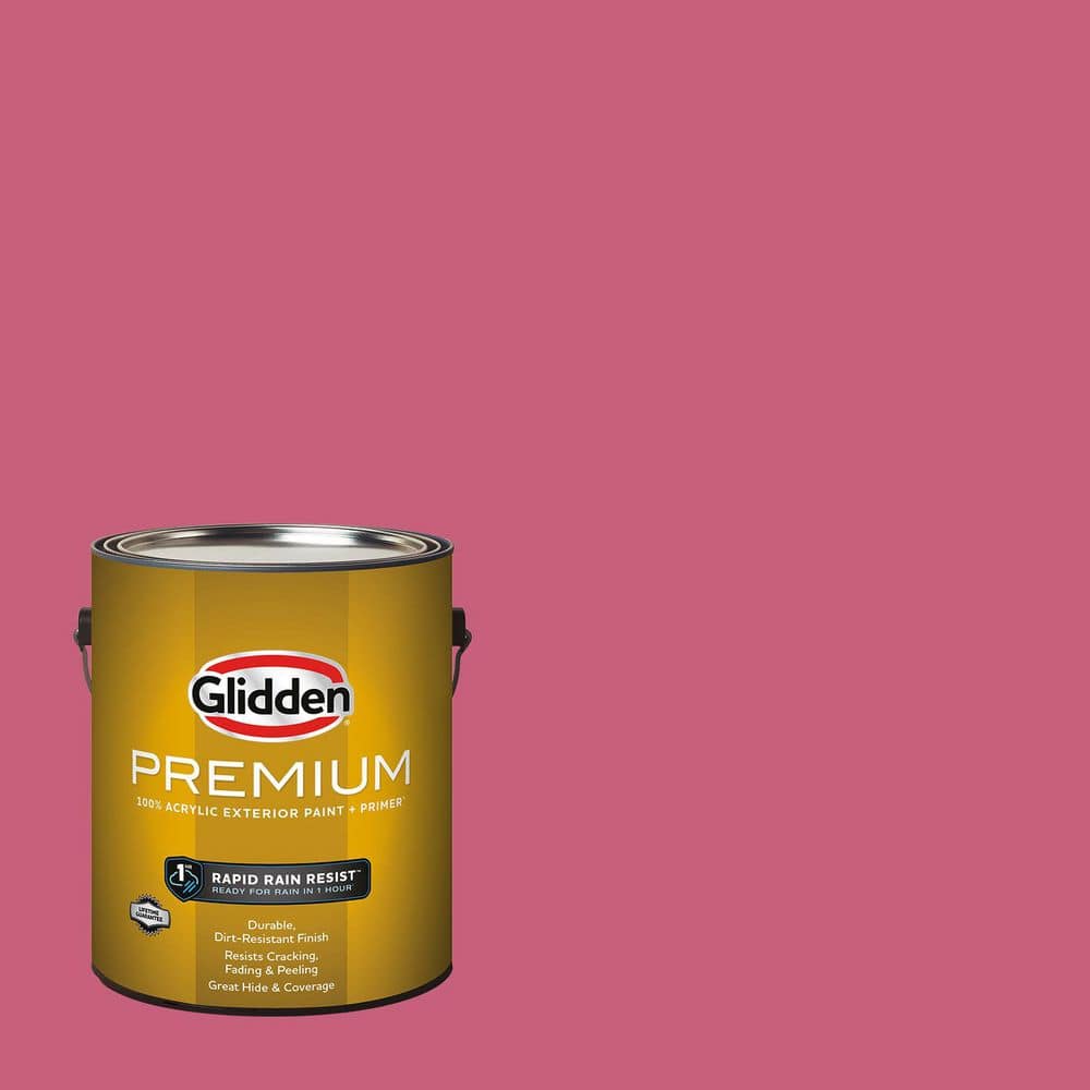 Glidden Premium 1-gal. Cherry Pink PPG1183-6 Flat Exterior Latex Paint (1)