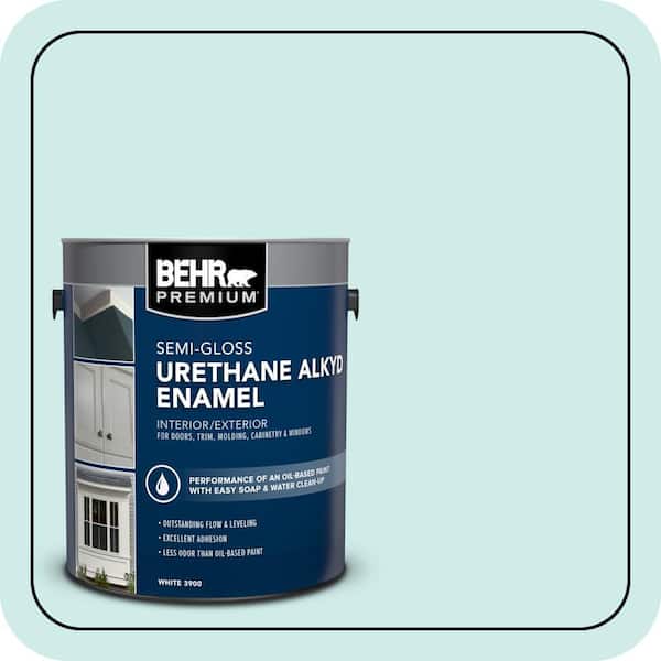 BEHR PREMIUM 1 gal. #500C-3 Spa Urethane Alkyd Semi-Gloss Enamel Interior/Exterior Paint (2)