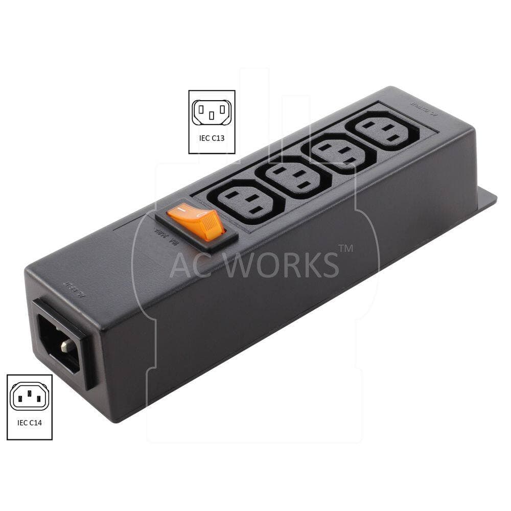 AC WORKS PDU Power Strip 7-1/2 in. Housing IEC C14 Inlet to (4) IEC C13 Sheet F (2)