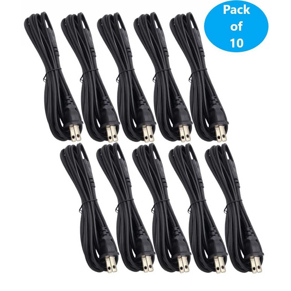 Micro Connectors, Inc 15 ft. 18 AWG / 2-Conductors (NEMA 1-15P to C7) Indoor Cable Black (10-Pack) (2)