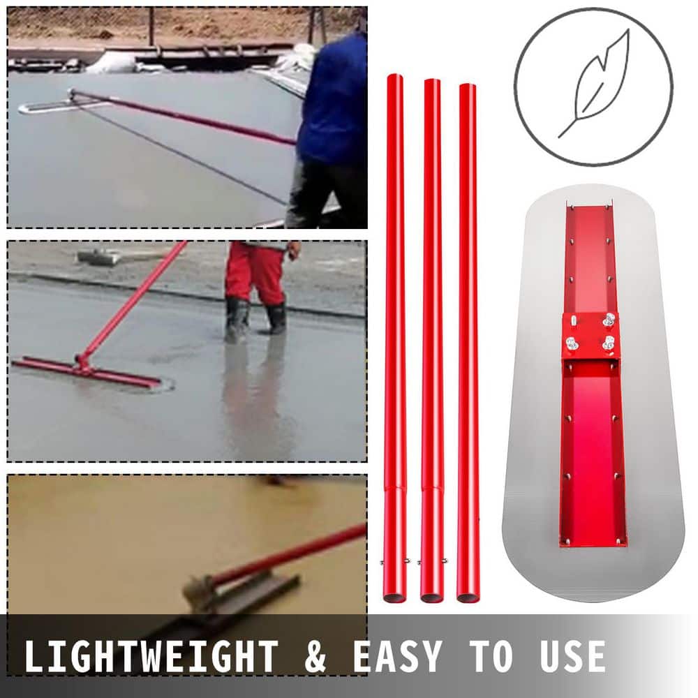 SKYSHALO 47.24 in. x 11.81 in Finishing Trowel with Steel, Bull Float Manganese Concrete Float Tool Cement Tool Bull Concrete Kit (3)