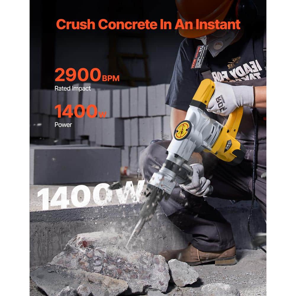 VEVOR Demolition Jack Hammer, 18.5in. x 3.97in.1400W Electric Jackhammer Heavy Duty, power tool, 2900 BPM Jack Hammer, steel (2)
