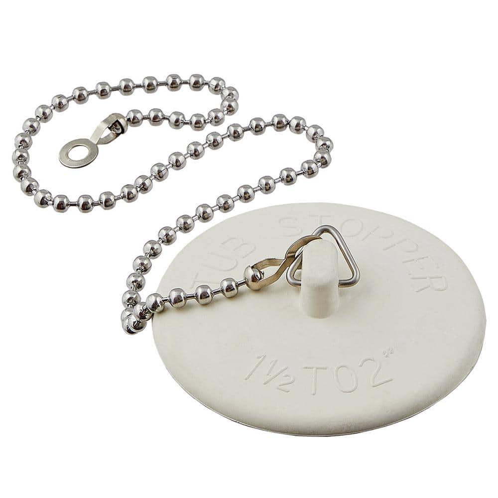 Everbilt 1-1/2 in. to 2 in. Sink Stopper with Chain in White