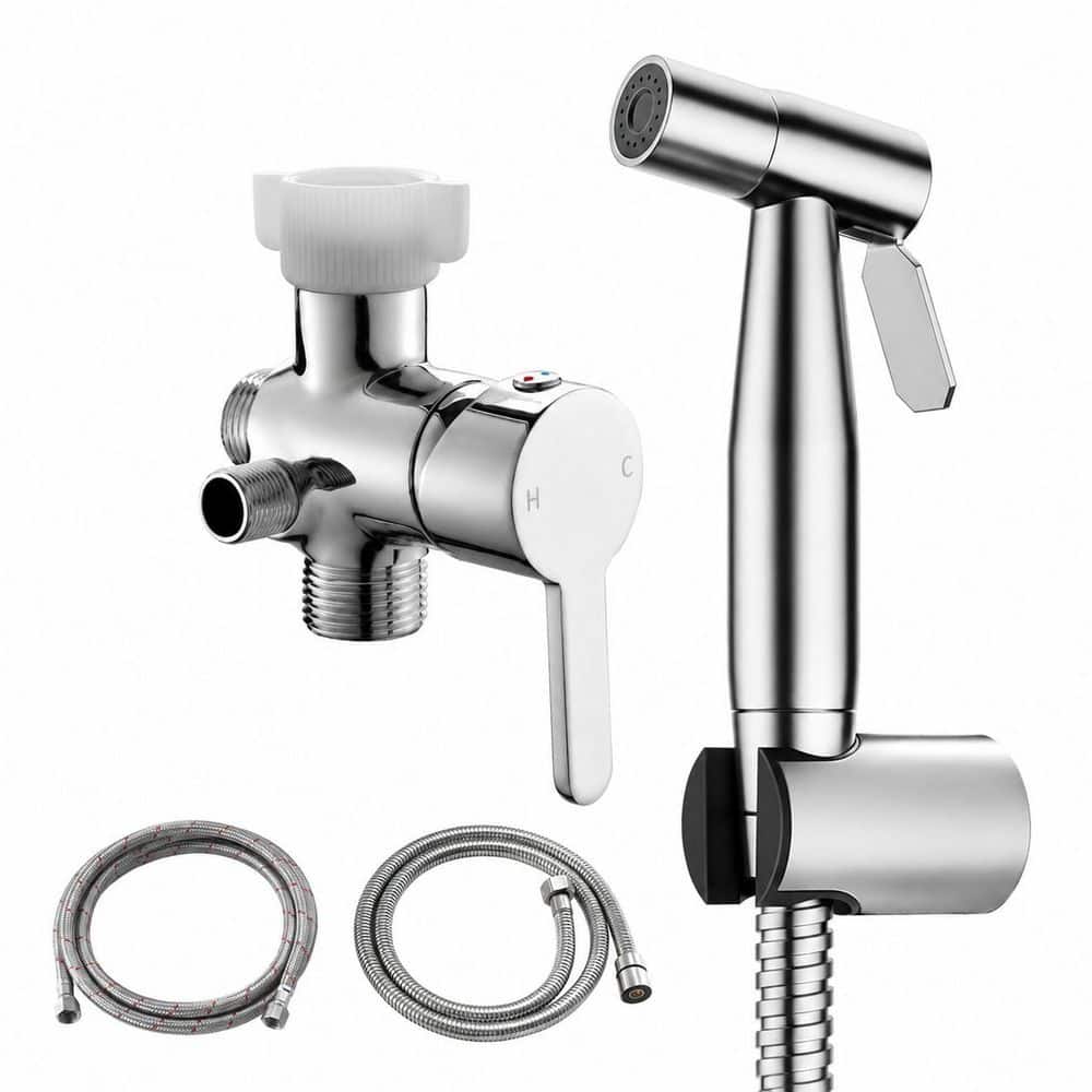 Anqtovp Hot and Cold Handheld Bidet Attachment for Toilet with Adjustable Pressure, Warm Water Spray, Easy Install Kit (1)