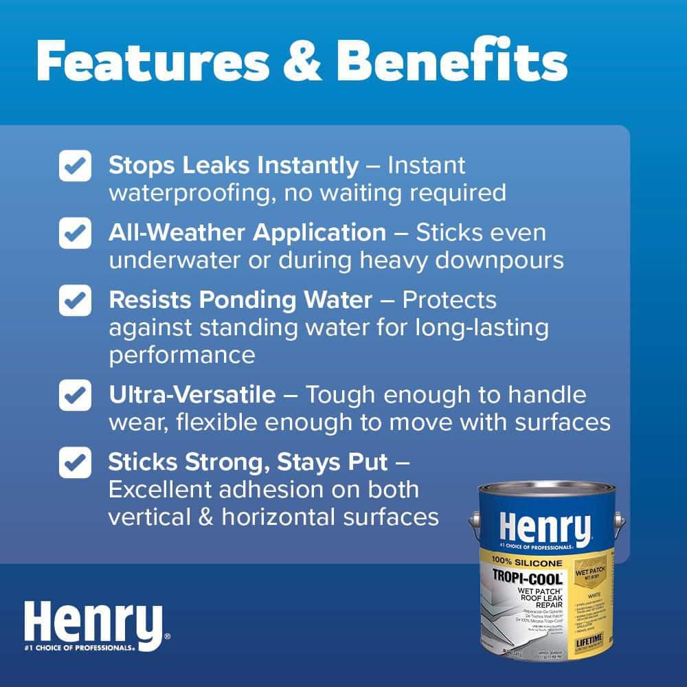 Henry 885 Tropi-Cool Wet Patch 100% Silicone Roof Leak Repair Sealant 0.90 gal. (2)