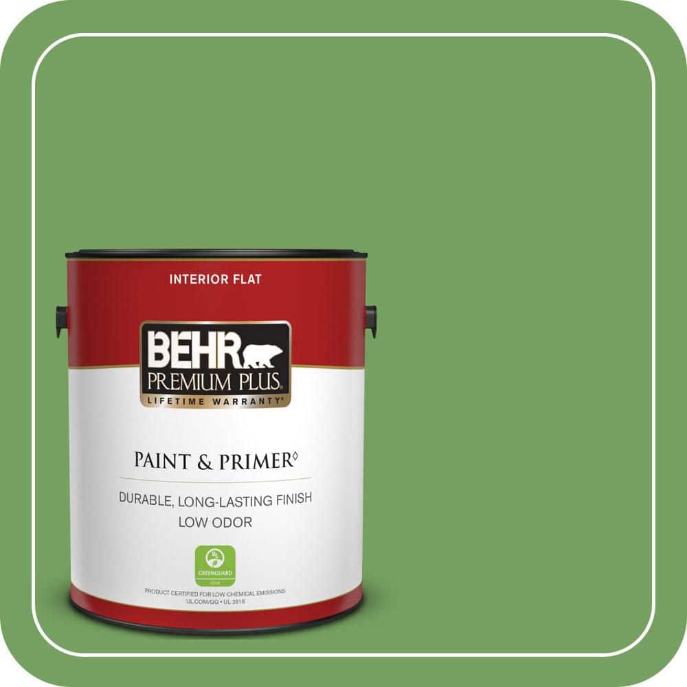 BEHR PREMIUM PLUS 1 gal. #MQ4-47 Parakeet Flat Low Odor Interior Paint & Primer