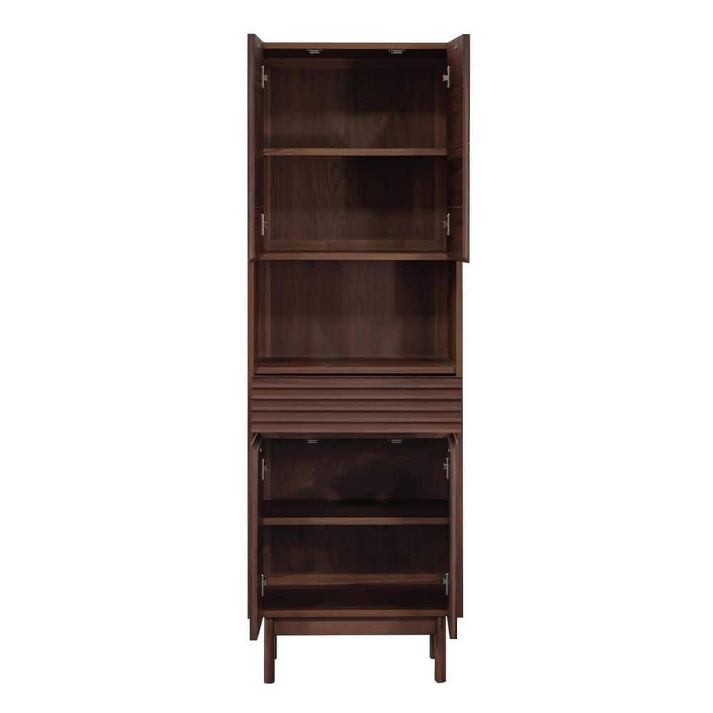 Avanity Carina 24 in. W x 15.7 in. D x 71 in. H Brown Coffee Teak Freestanding Linen Cabinet (3)