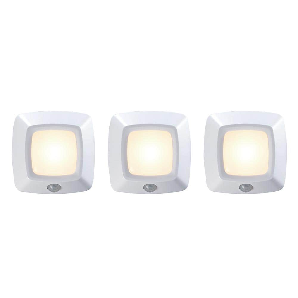 PRIVATE BRAND UNBRANDED 3 in. Square White Integrated LED Battery Operated Puck Light with Motion Sensor (3-Pack) (4)
