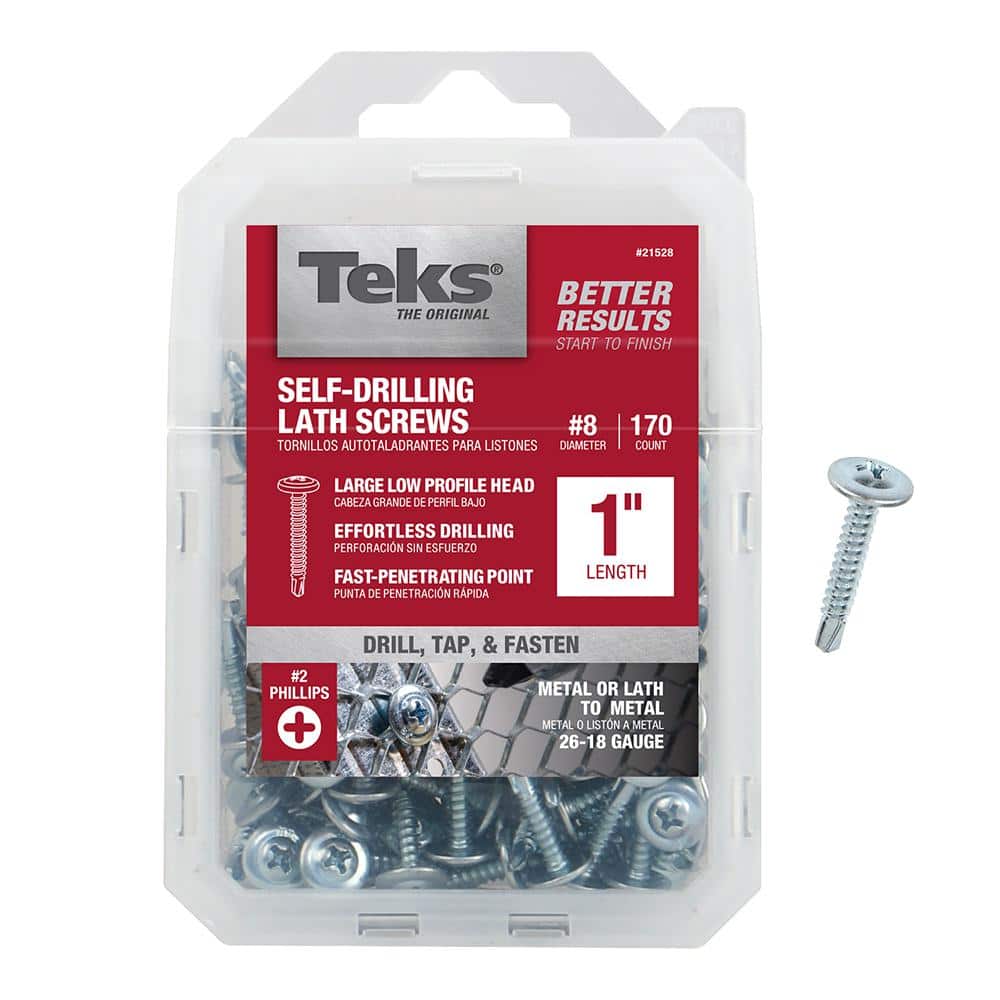 Teks 8 x 1 in. Phillips Truss Head Drill Point Lath Screws (170-Pack)