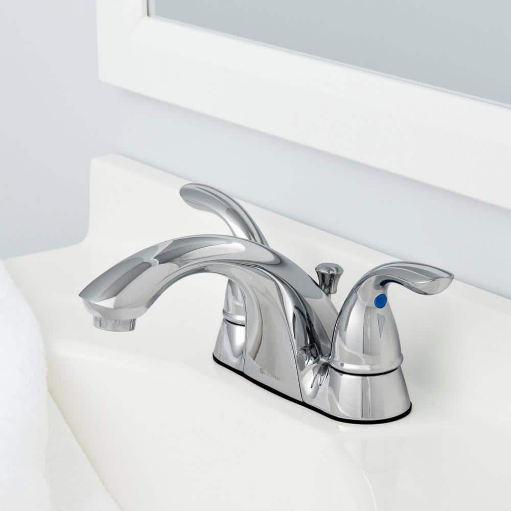Glacier Bay Builders 4 in. Centerset Double Handle Low-Arc Bathroom Faucet in Chrome (4)