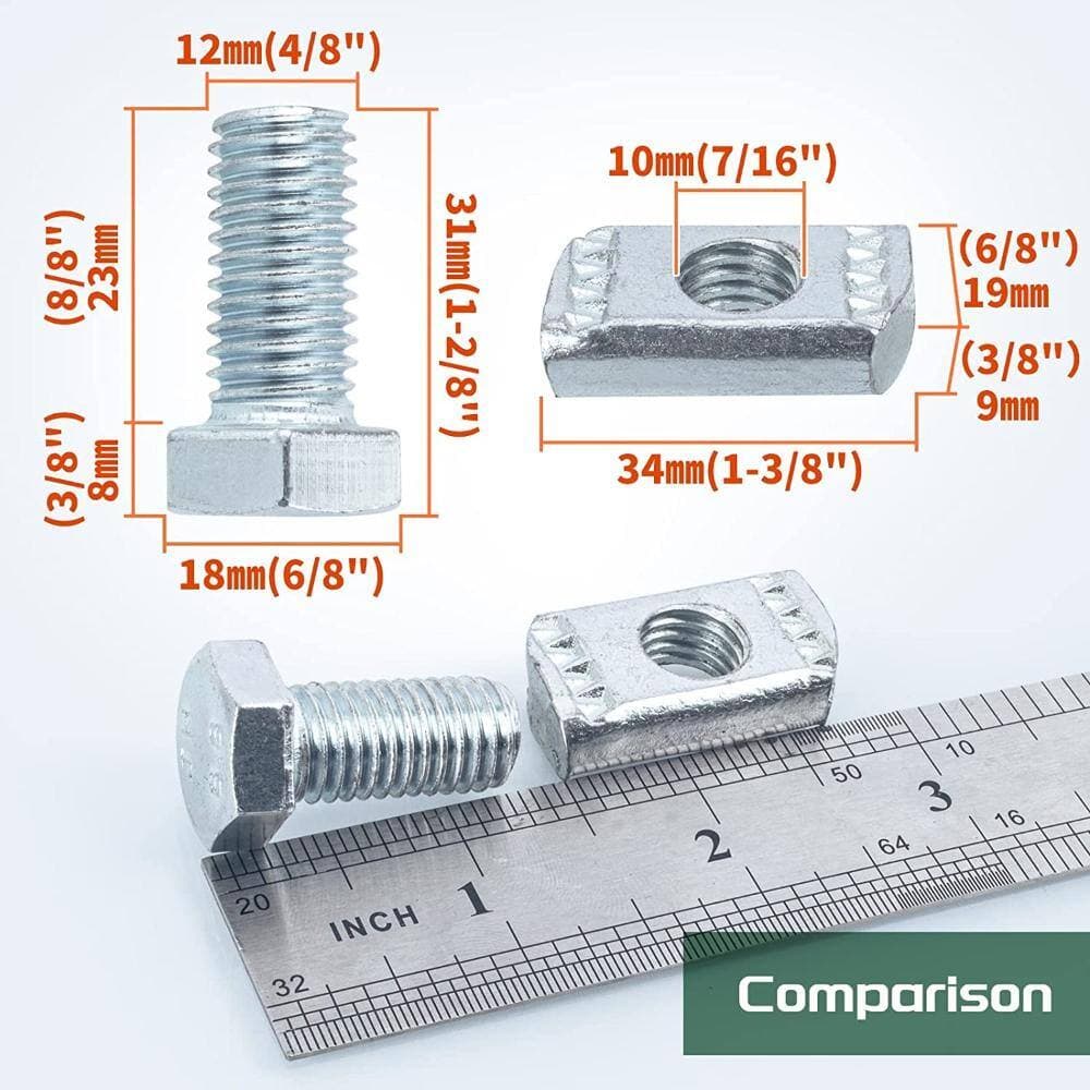 Unbranded 10 Pack P3010 Strut Channel Nut with 1/2 in x 15/16 in Bolt for 1-5/8 in Strut Mounting Hardware (2)