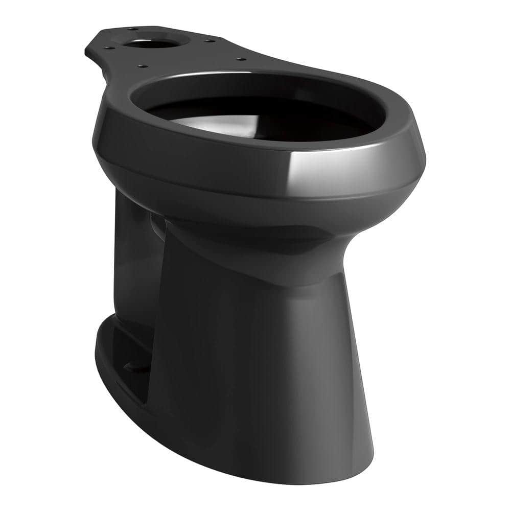 KOHLER Highline 12 in. Rough In Elongated Chair Height Toilet Bowl Only with Concealed Trapway in Black, Seat Not Included (1)