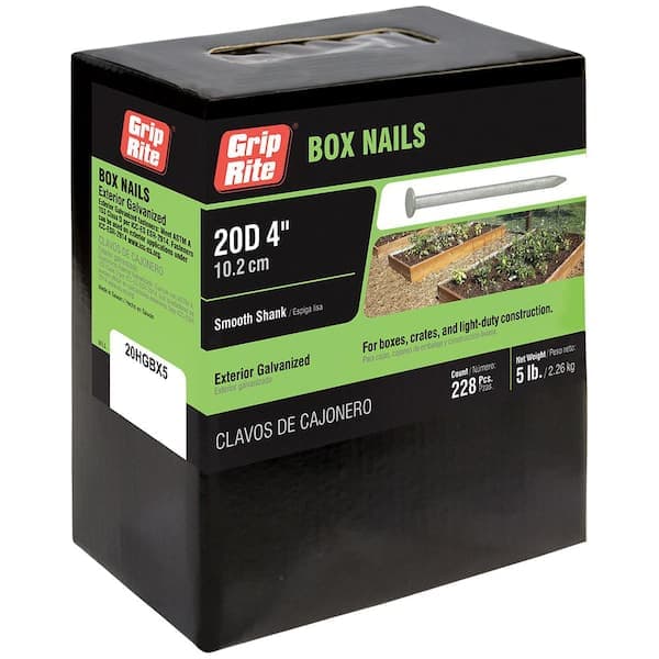 Grip-Rite 4 in. x 9-Gauge 20-penny Exterior Galvanized Smooth Shank Box Nails 5 lb. Box (2)