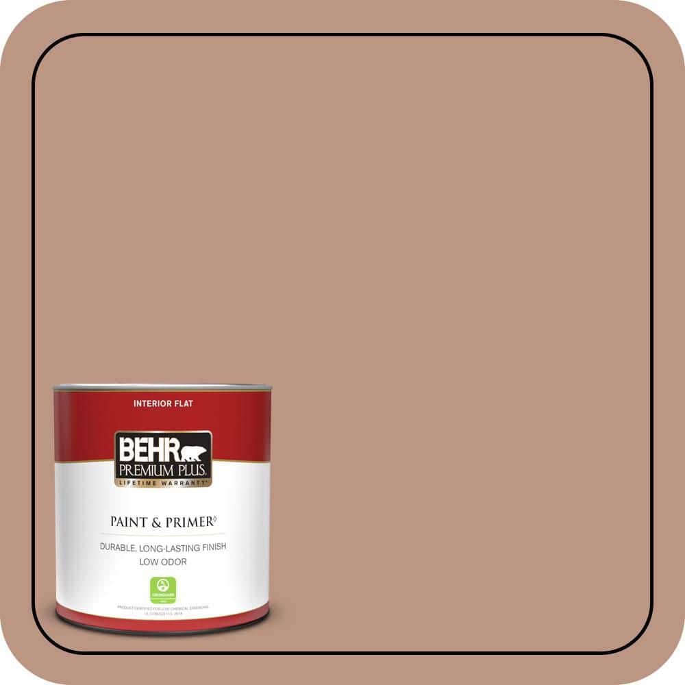BEHR PREMIUM PLUS 1 qt. #S190-4 Spiced Brandy Flat Low Odor Interior Paint & Primer