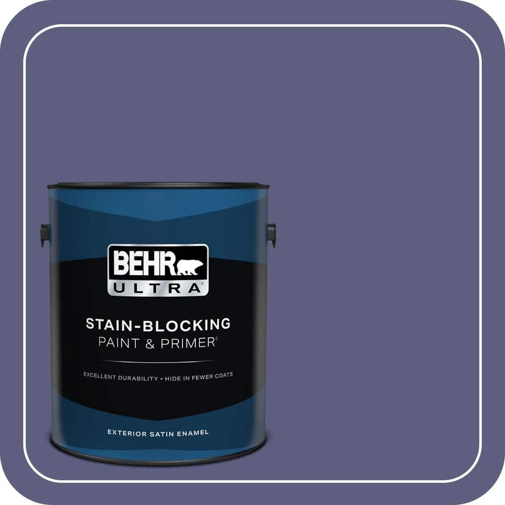 BEHR ULTRA 1 gal. #M550-7 Strong Iris Satin Enamel Exterior Paint & Primer