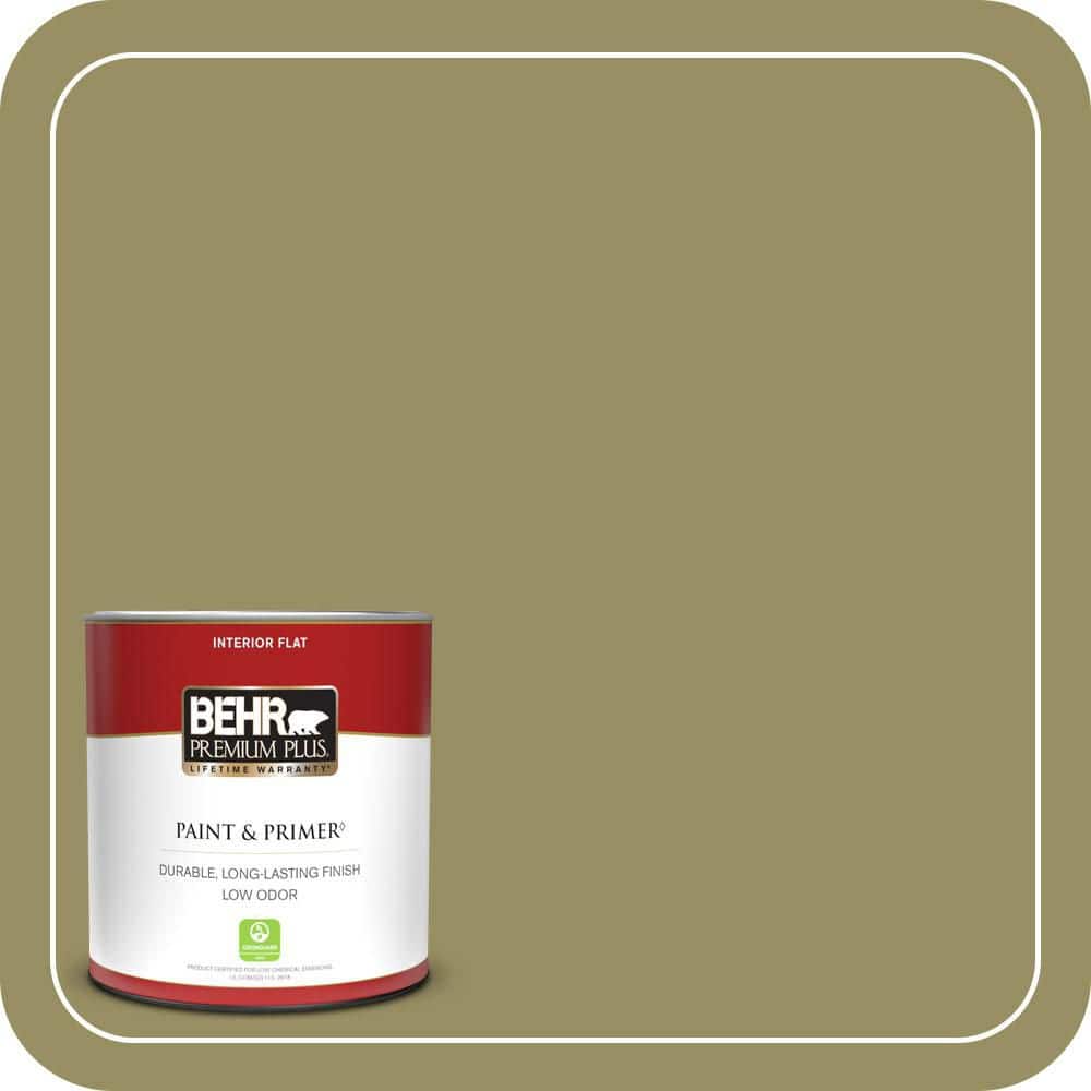 BEHR PREMIUM PLUS #390F-6 Tate Olive Enamel & Primer Color Sample (1)
