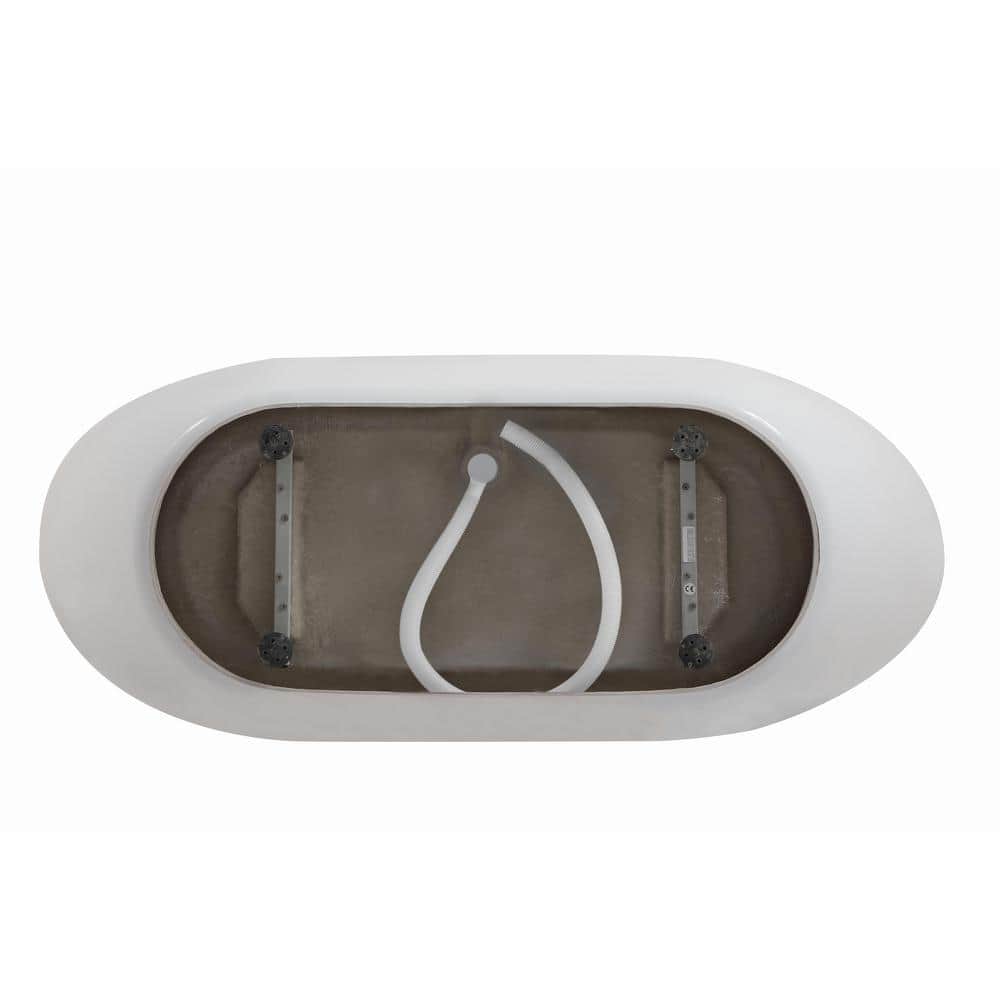 Unbranded Timeless Home 67 in. x 28 in. Soaking Bathtub with Center Drain in Glossy White with Brushed Gold Trim (3)