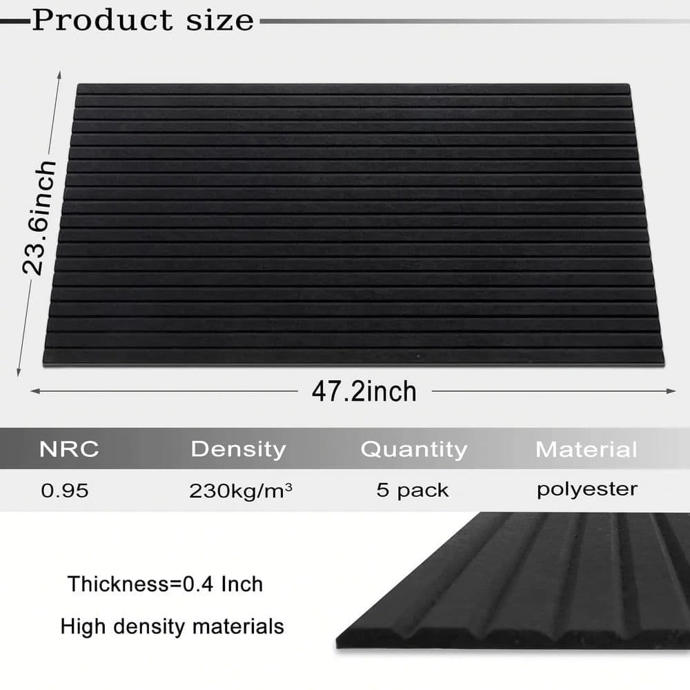 Laybus 48 in. x 24 in. x 0.4 in. Large Acoustic Panels (5-Pack), Sound Dampening Panels, Made of High-Quality Polyester Fiber (2)