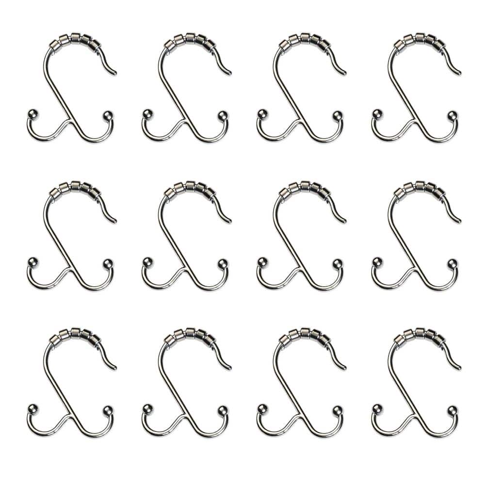 Zenna Home NeverRust Aluminum Double Roller Shower Hooks in Chrome (12-Pack) (2)