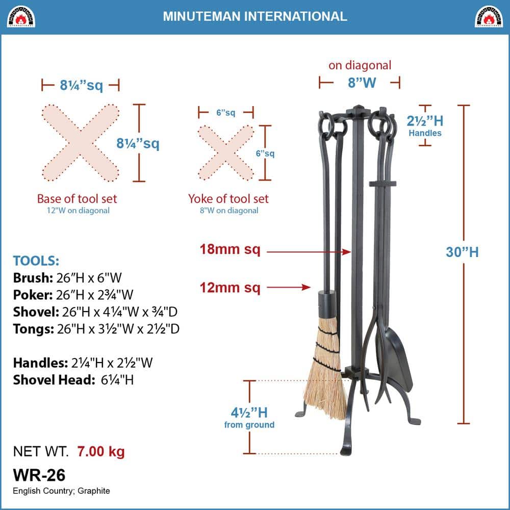 ACHLA DESIGNS 32 in. Tall 5-Piece Graphite English Country Fireplace Tool Set (2)
