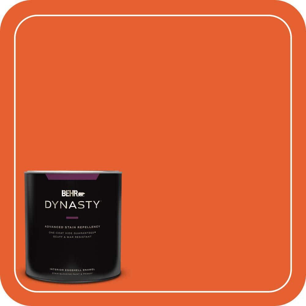 BEHR DYNASTY 1 qt. #S-G-230 Startling Orange Eggshell Enamel Interior Stain-Blocking Paint & Primer
