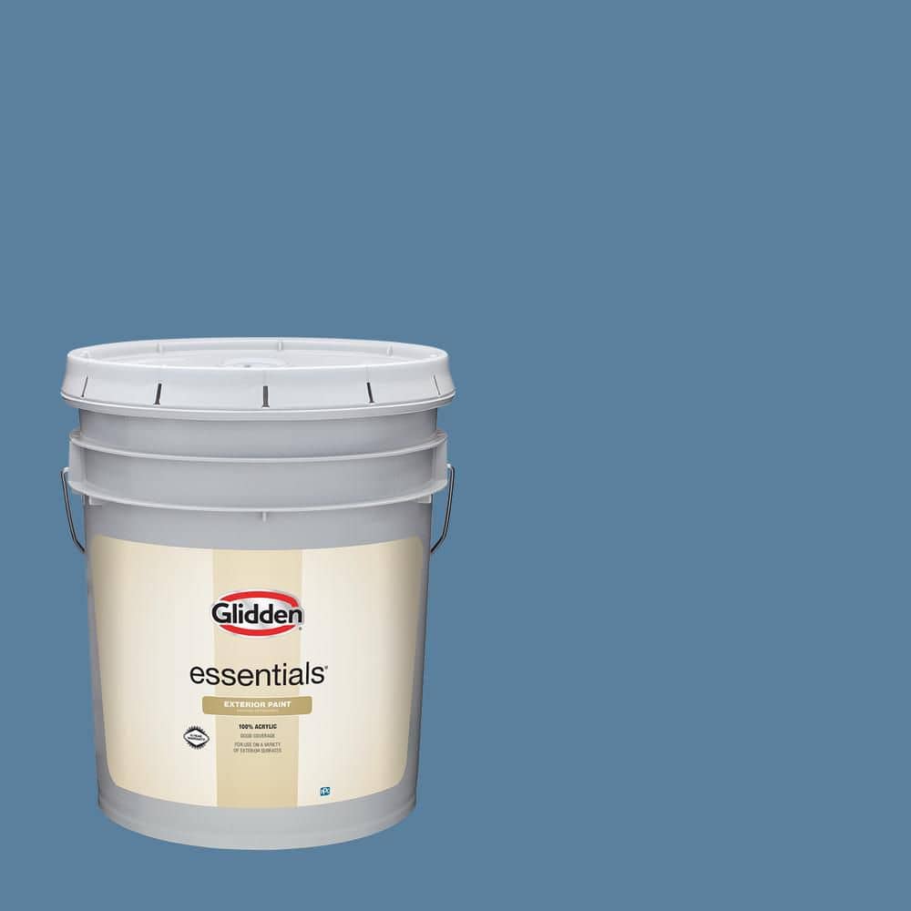 Glidden Essentials 5 gal. #PPG1160-5 Blue Beads Flat Exterior Paint