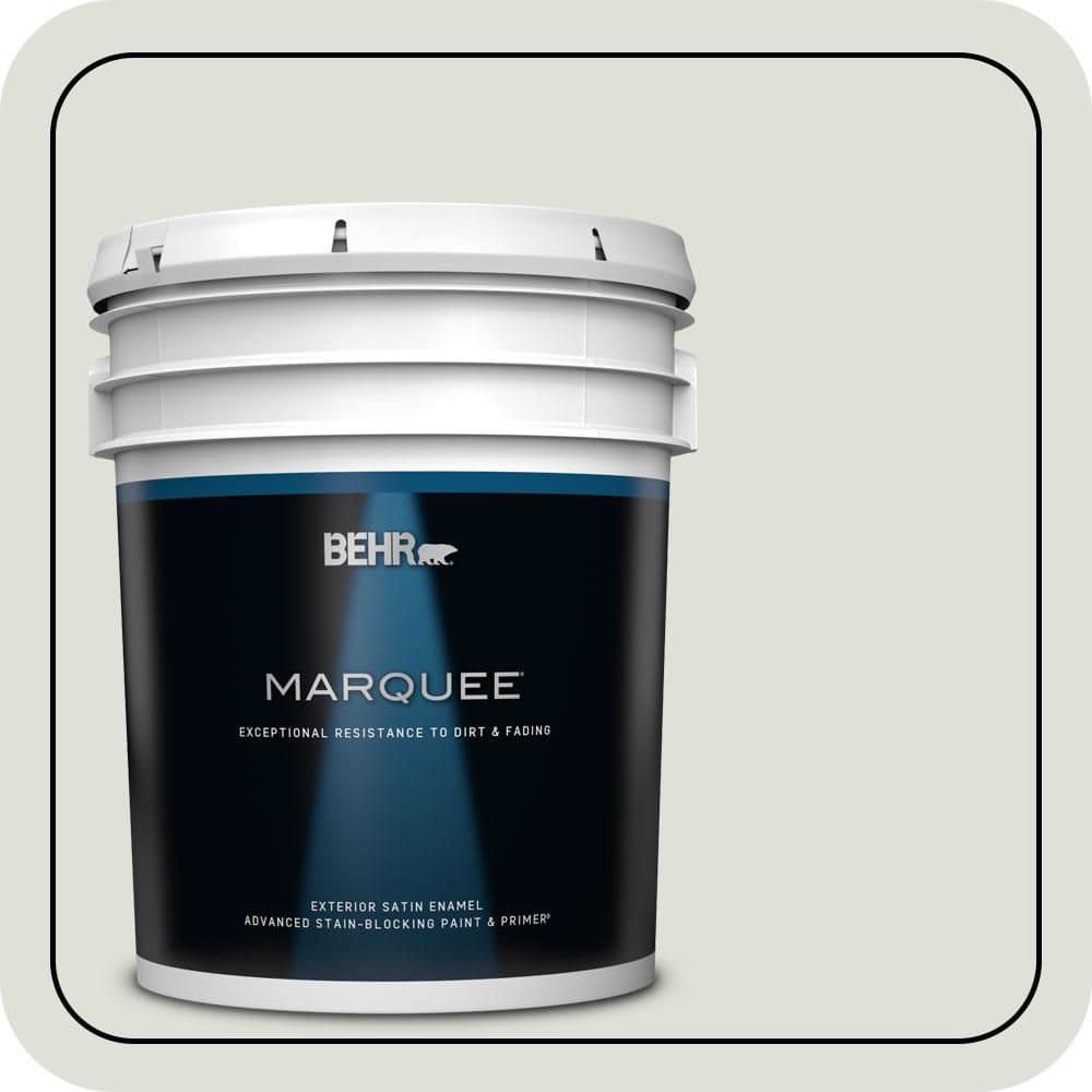 BEHR MARQUEE 5 gal. #N370-1 Roadster White Satin Enamel Exterior Paint & Primer