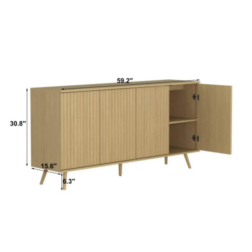 Unbranded 59.2 in. W x 15.6 in. D x 30.8 in. H Bathroom Brown Linen Cabinet (2)