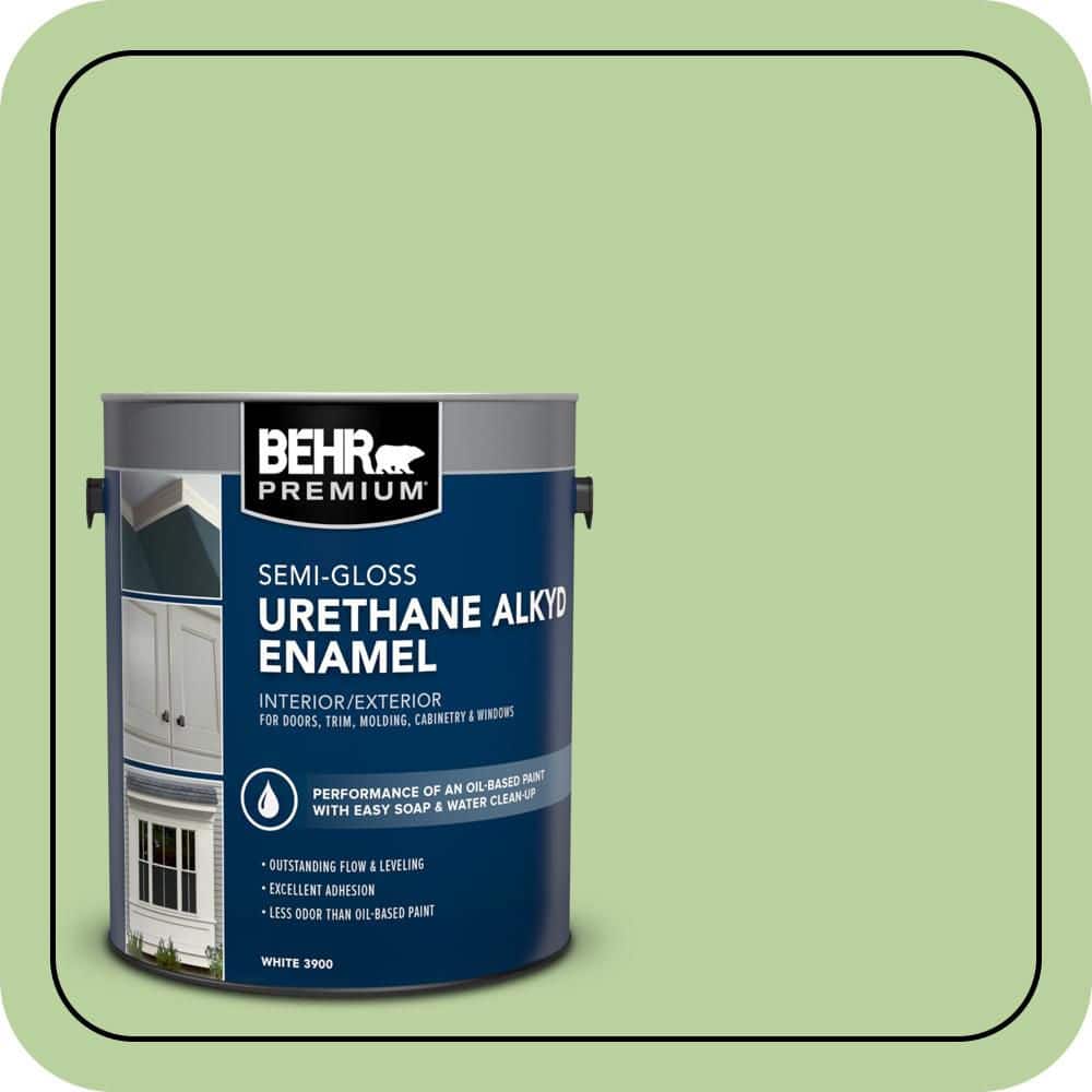 BEHR PREMIUM 1 gal. #P380-4 Four Leaf Clover Urethane Alkyd Semi-Gloss Enamel Interior/Exterior Paint (1)