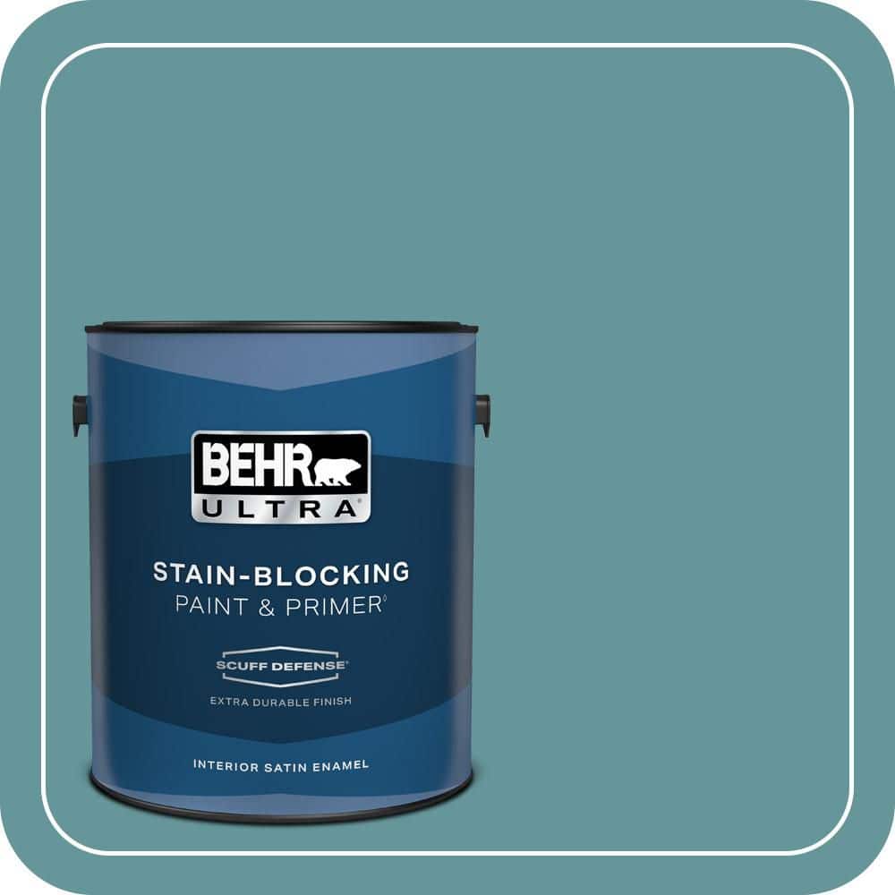 BEHR ULTRA 1 gal. #MQ6-33 Vintage Teal Extra Durable Satin Enamel Interior Paint & Primer