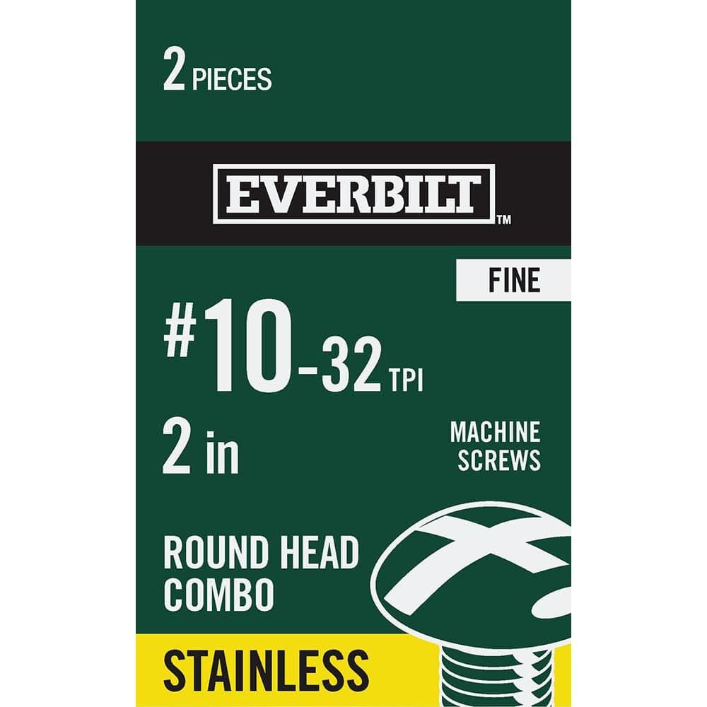Everbilt #10-32 x 2 in. Stainless Steel Combo Round Head Machine Screw (2-Pack) (1)