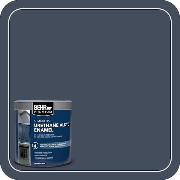 BEHR PREMIUM 1 qt. #S520-7 Night Flight Semi-Gloss Enamel Urethane Alkyd Interior/Exterior Paint (2)
