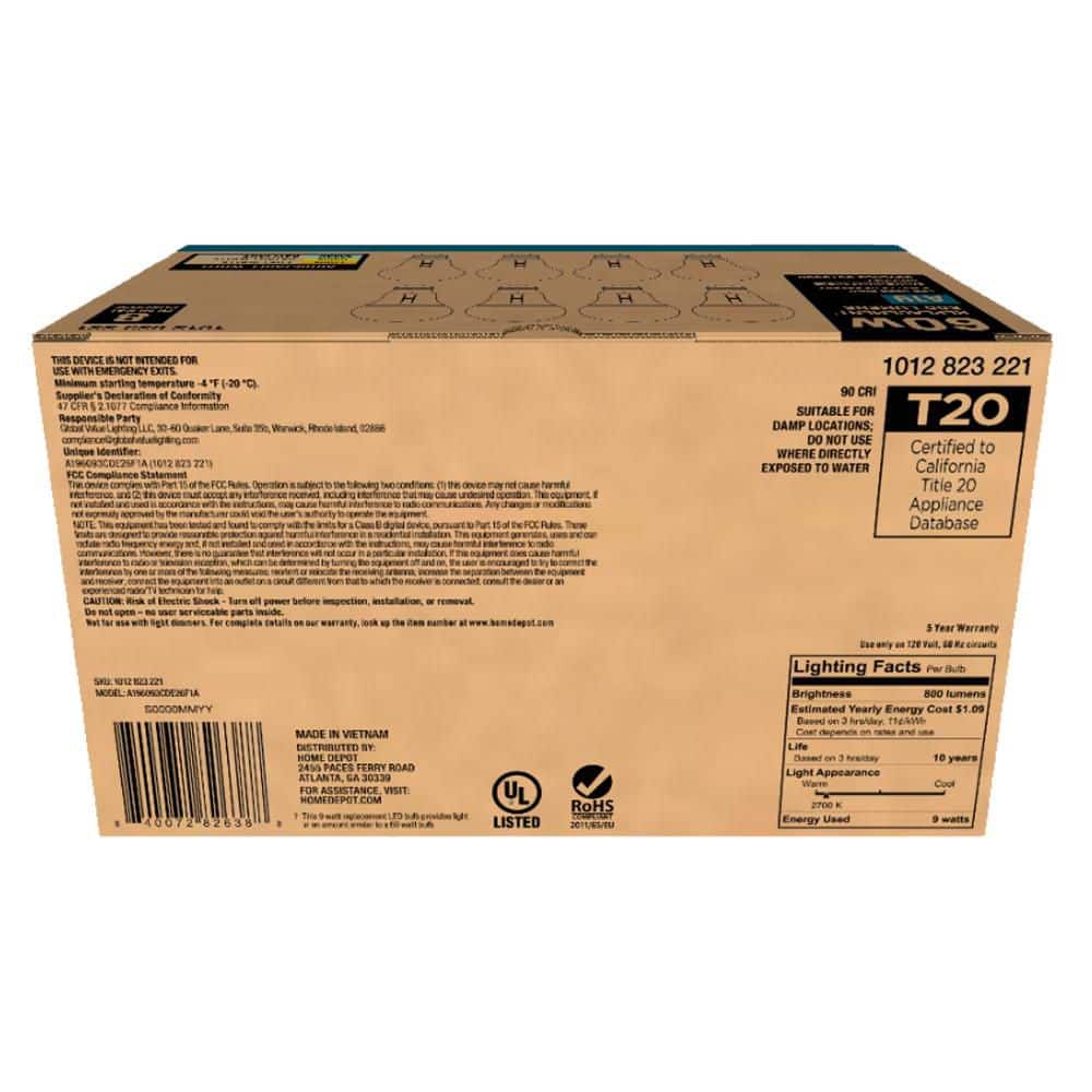 Lighting Science 60-Watt Equivalent A19 Non-Dimmable CEC LED Light Bulb with Selectable Color Temperature (8-Pack) (3)