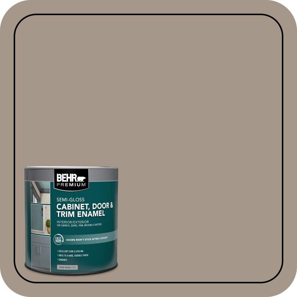 BEHR PREMIUM 1 qt. #PPU5-07 Studio Taupe Semi-Gloss Enamel Interior/Exterior Cabinet, Door & Trim Paint