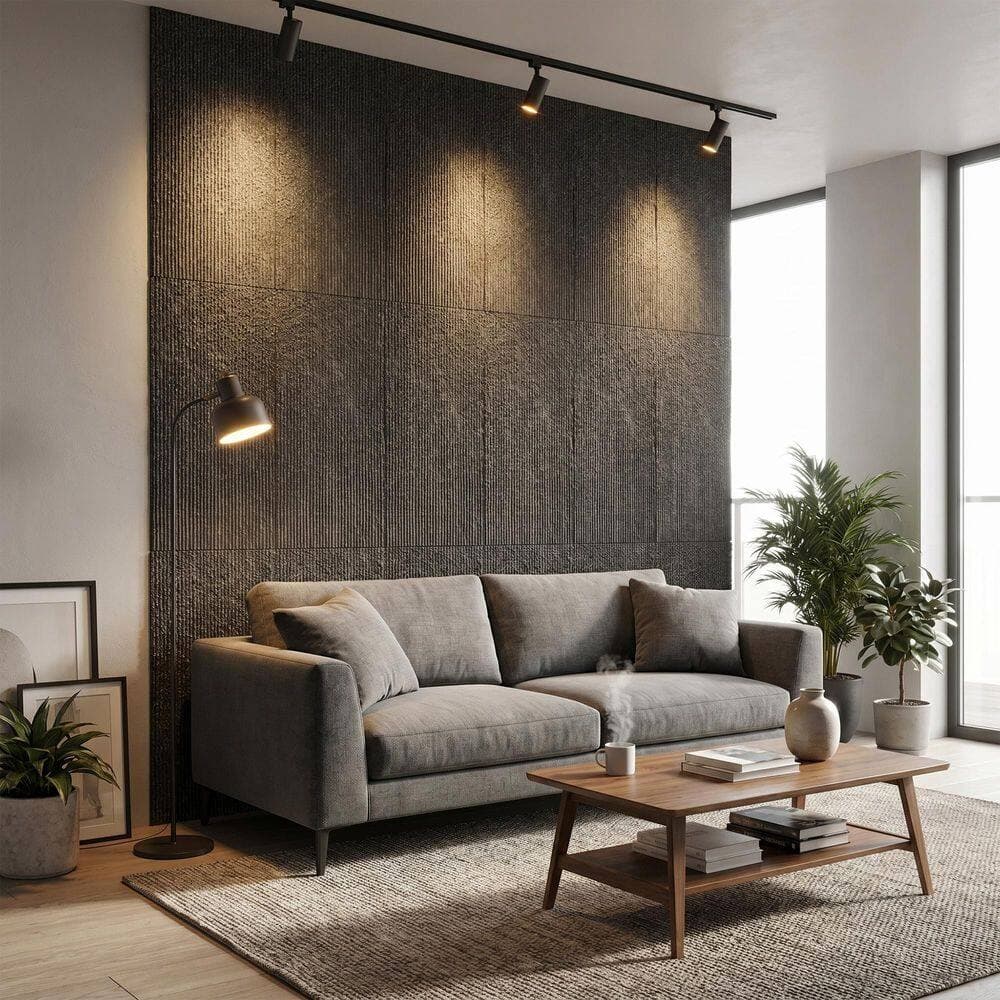XRAMFY 0.8 in. x 2 ft. x 3.9 ft. Black 3D Faux Stone Texture Finish Square Edge Polyurethane Decorative Wall Paneling (4-Pack) (2)