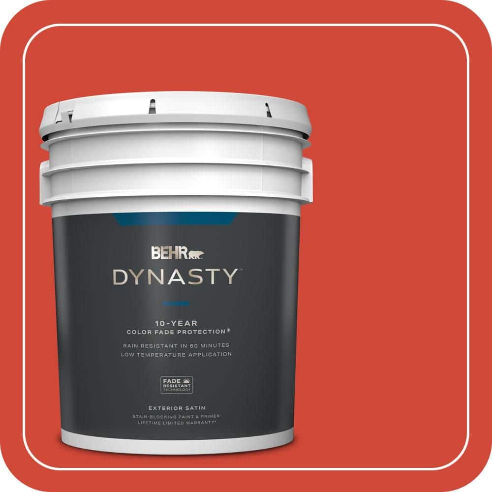BEHR DYNASTY 5 gal. #P180-7 Top Tomato Satin Enamel Exterior Stain-Blocking Paint & Primer
