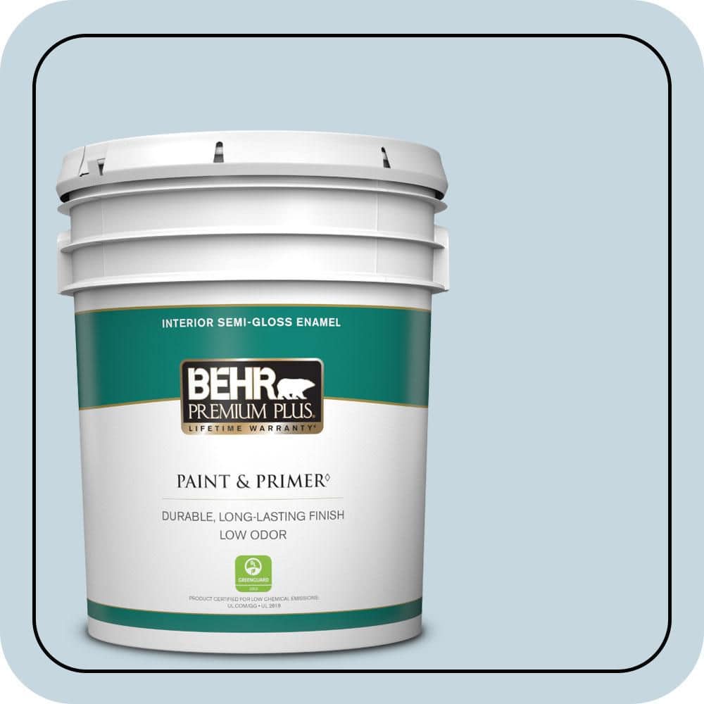 BEHR PREMIUM PLUS 5 gal. #S510-1 Prairie Sky Semi-Gloss Enamel Low Odor Interior Paint & Primer
