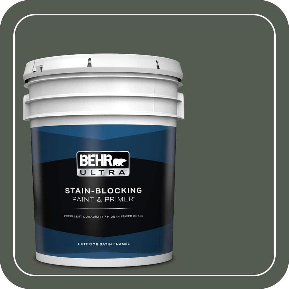 BEHR ULTRA 5 gal. #N410-7 North Woods Satin Enamel Exterior Paint & Primer
