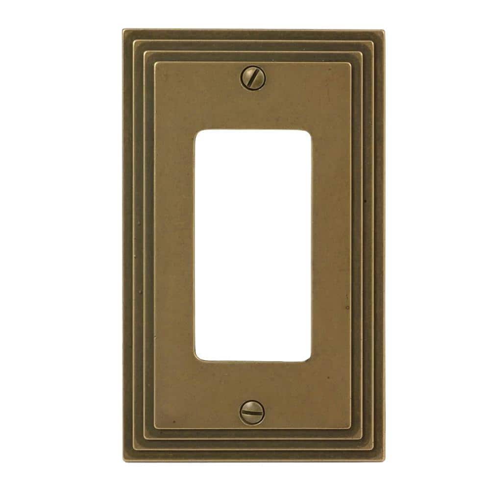 AMERELLE Tiered 1 Gang Rocker Metal Wall Plate - Rustic Brass