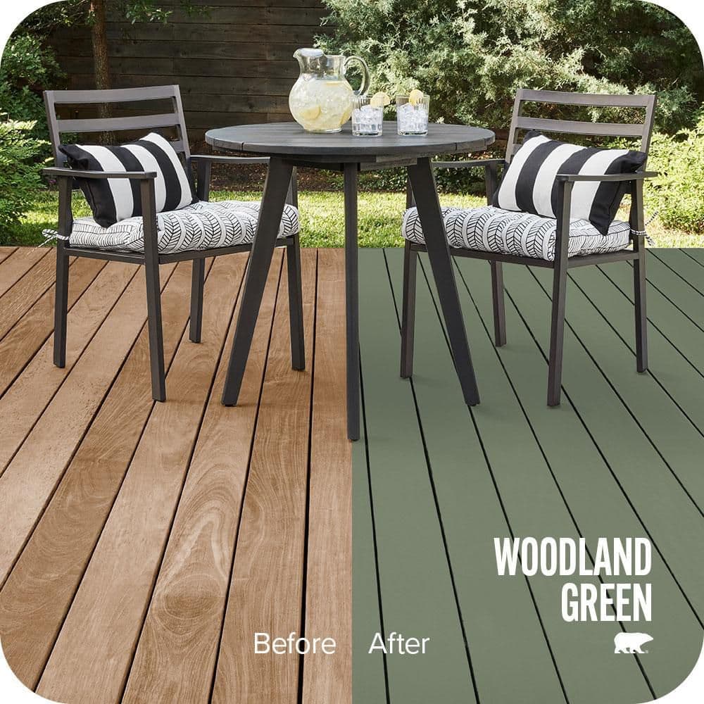 BEHR PREMIUM 1 gal. #SC-126 Woodland Green Solid Color Waterproofing Exterior Wood Stain and Sealer (2)