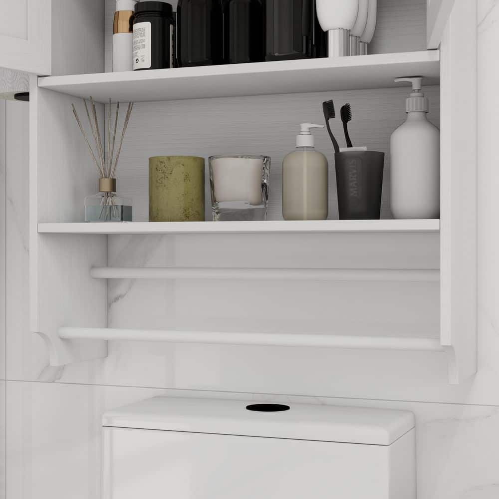 Tileon 21.65 in. W x 7.48 in. D x 32.48 in. H Bathroom Storage Wall Cabinet with Adjustable Shelf in White (3)