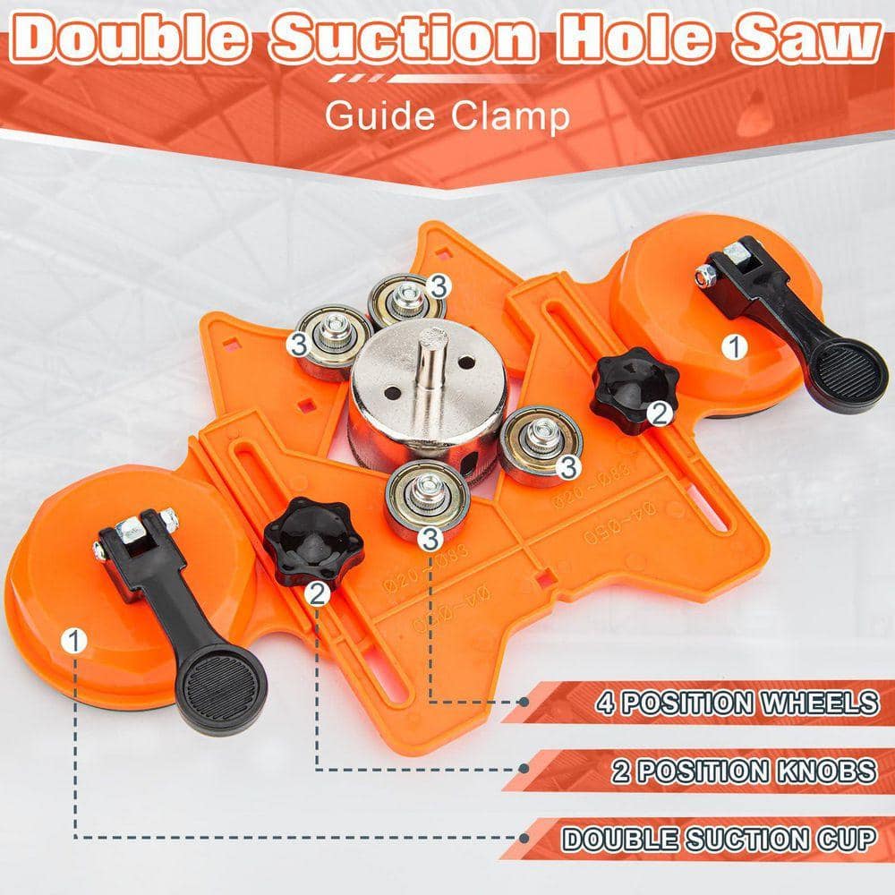 Angel Sar Diamond Hole Saw Kit, Tile Hole Saw with Double Suction Cups Hole Saw Guide Jig Fixture for Glass Porcelain Tile Ceramic (3)