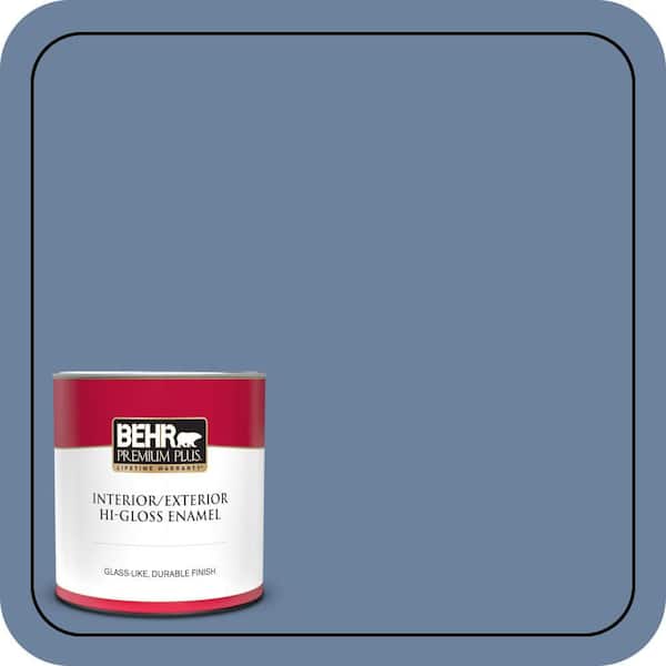 BEHR PREMIUM PLUS 1 qt. #S530-5 Brisk Blue Hi-Gloss Enamel Interior/Exterior Paint & Primer (2)