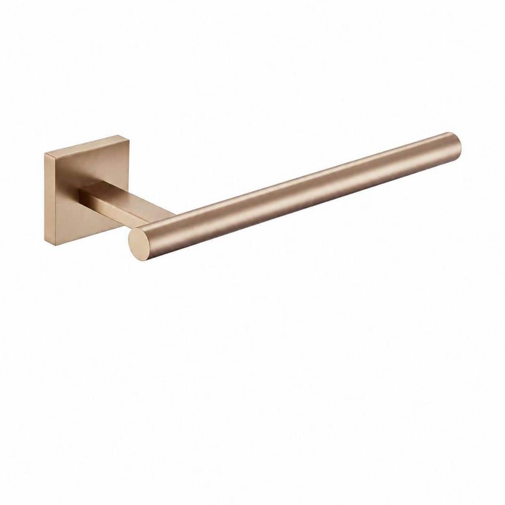 KHKFY Stainless Steel 10 in. Wall Mounted SUS304 Single Bathroom Towel Bar Holder Rail Rack in Champagne Bronze