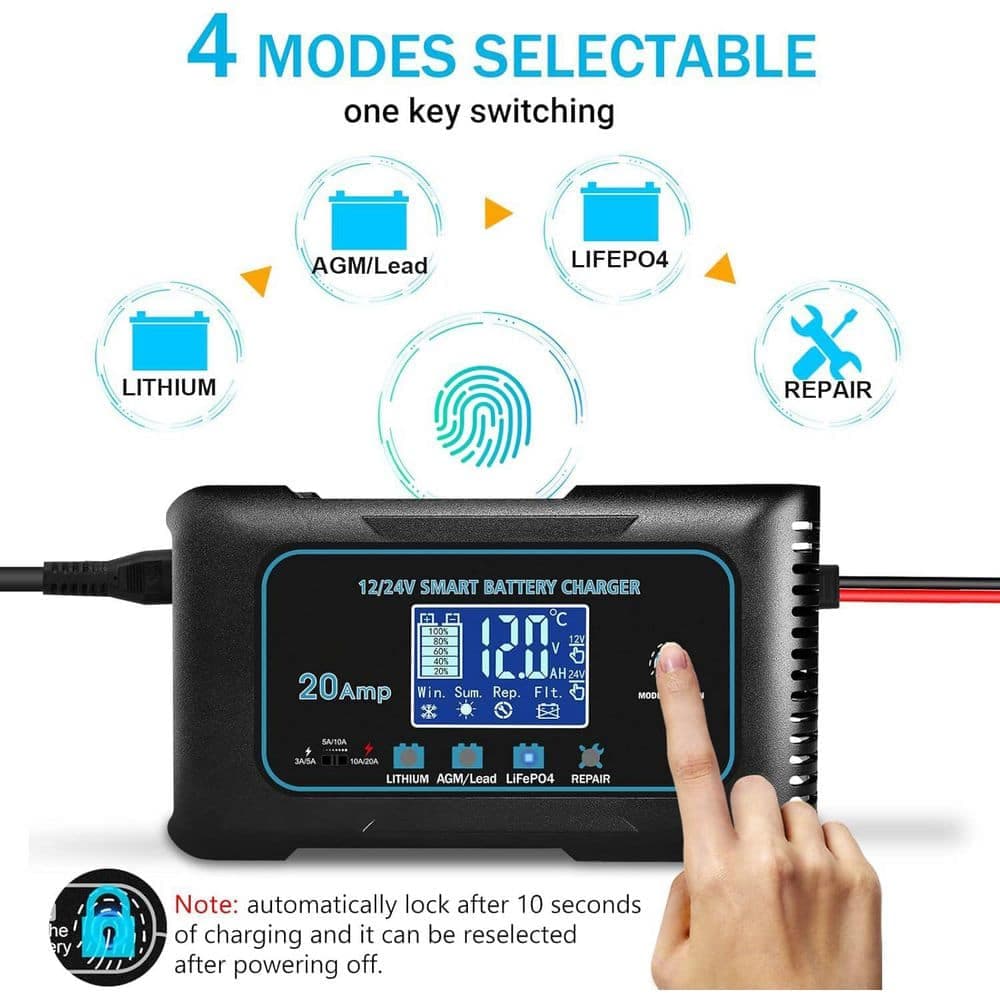 Unbranded 20A 12V/24V Automatic Smart Charger Maintainer Trickle Desulfator with Overcharge Protection 1 Pack (3)