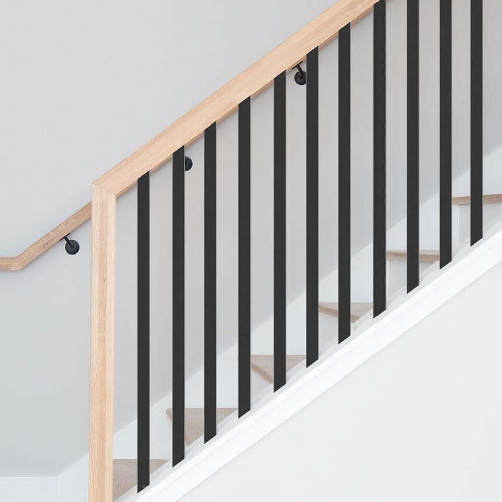 KIWDZFU 32.25 in. H x 1.2 in. W Black Metal Stair Railing Kit (2)